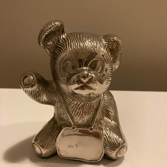 Other - Vintage Silver Plated Teddy Bear Coin Bank